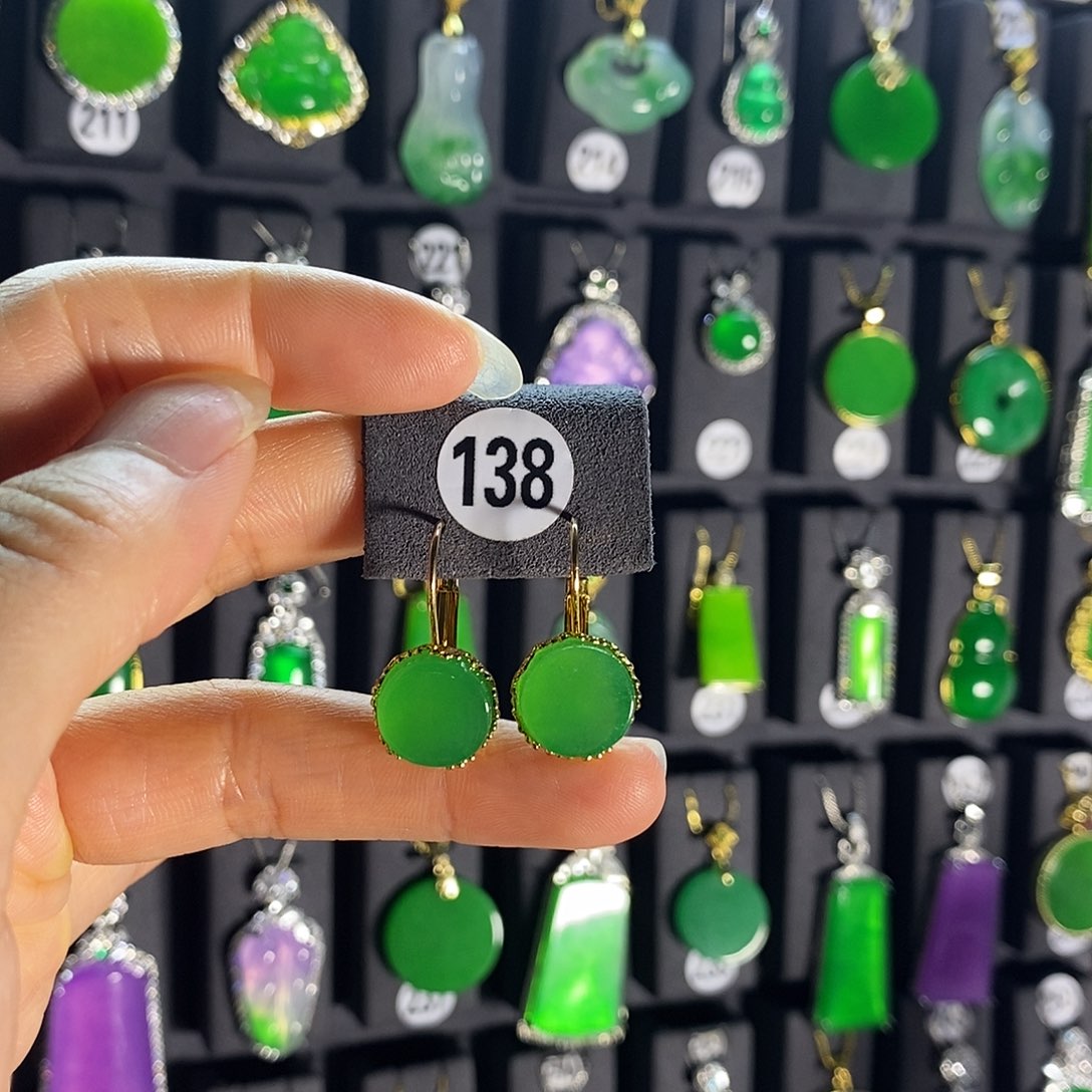 银S925镶嵌翡翠耳饰138