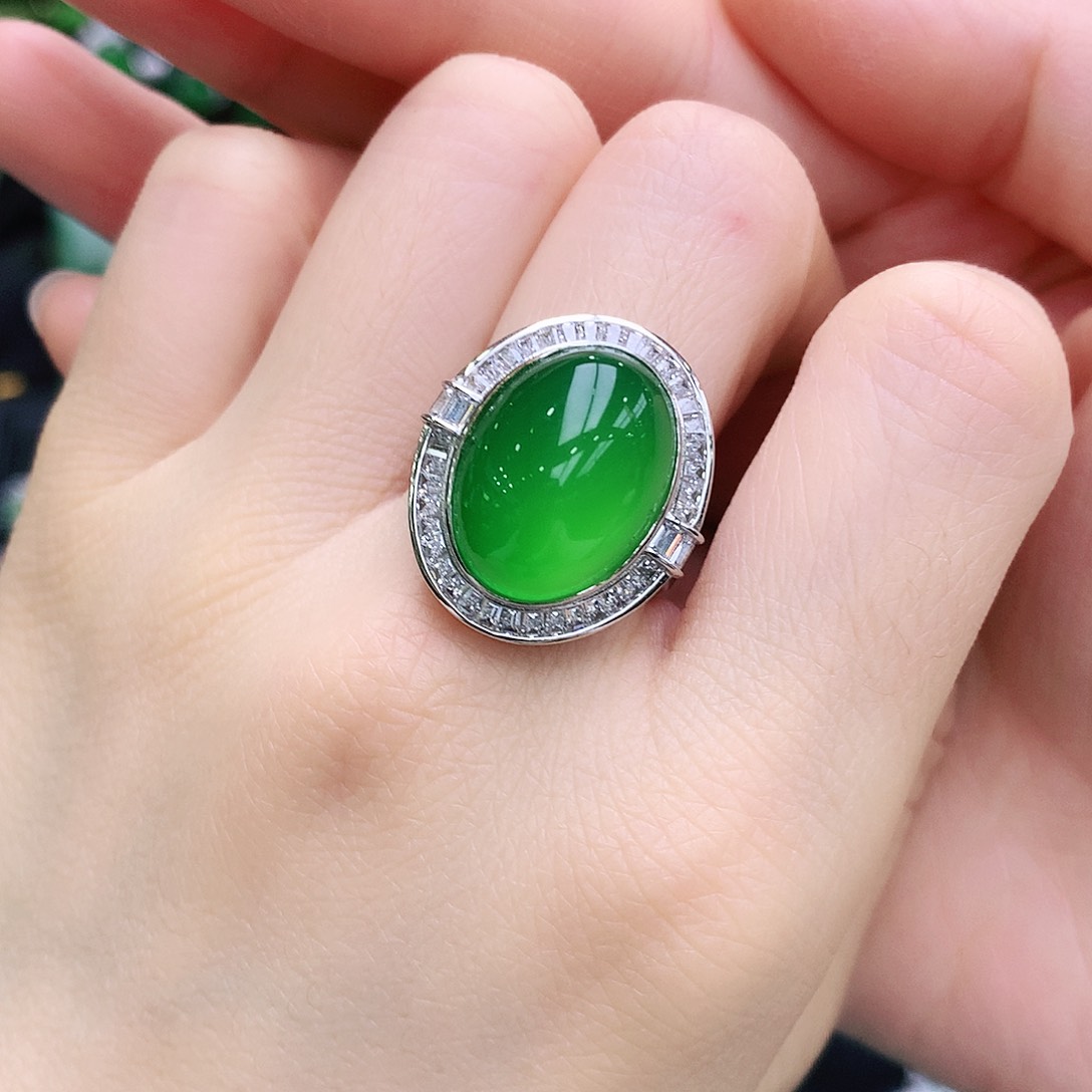 玛瑙/玉髓戒指银S925镶嵌