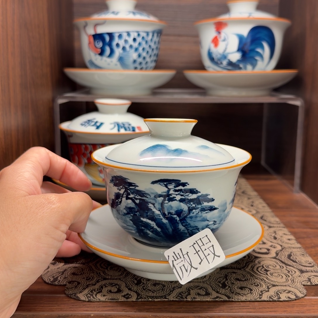 釉下彩纯手绘微瑕