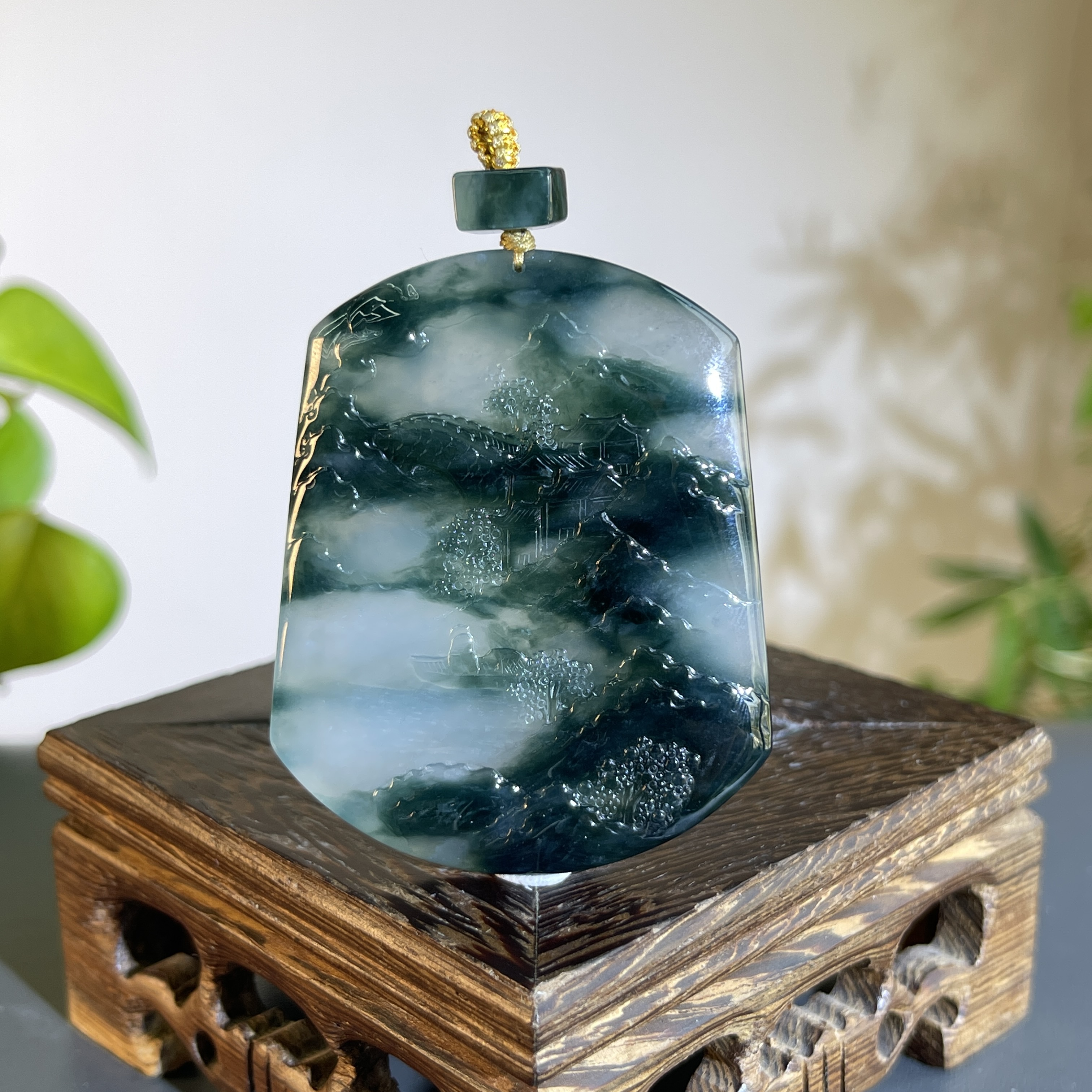 JCB14-215   天然缅甸A货翡翠   山水牌