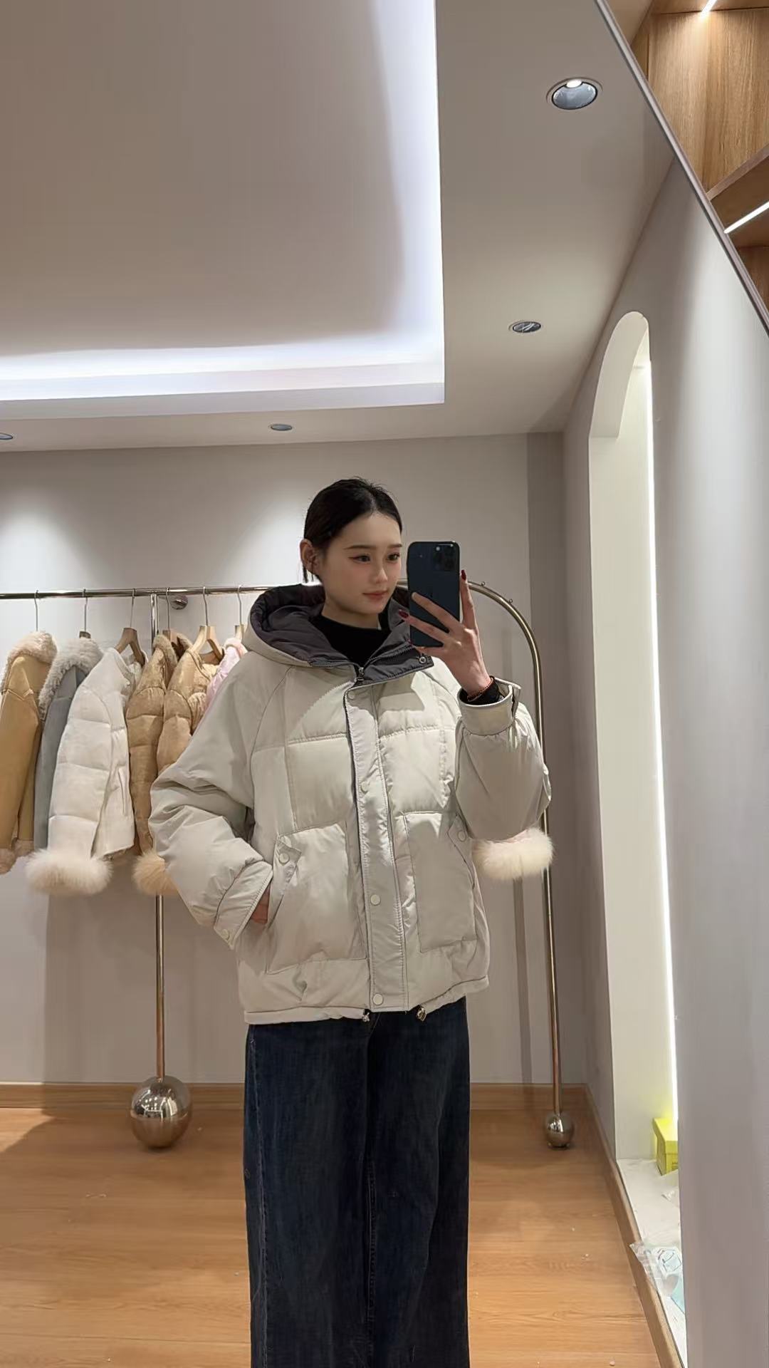 韩系撞色连帽棉服保暖女2025冬新款韩版休闲减龄面包服女