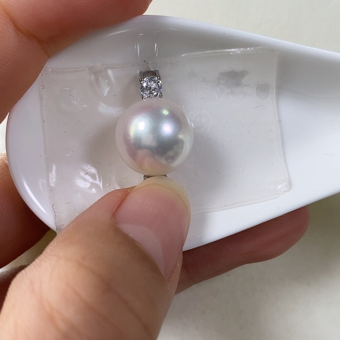 淡水珍珠银S925镶嵌吊坠(不含链)极光13.9m m