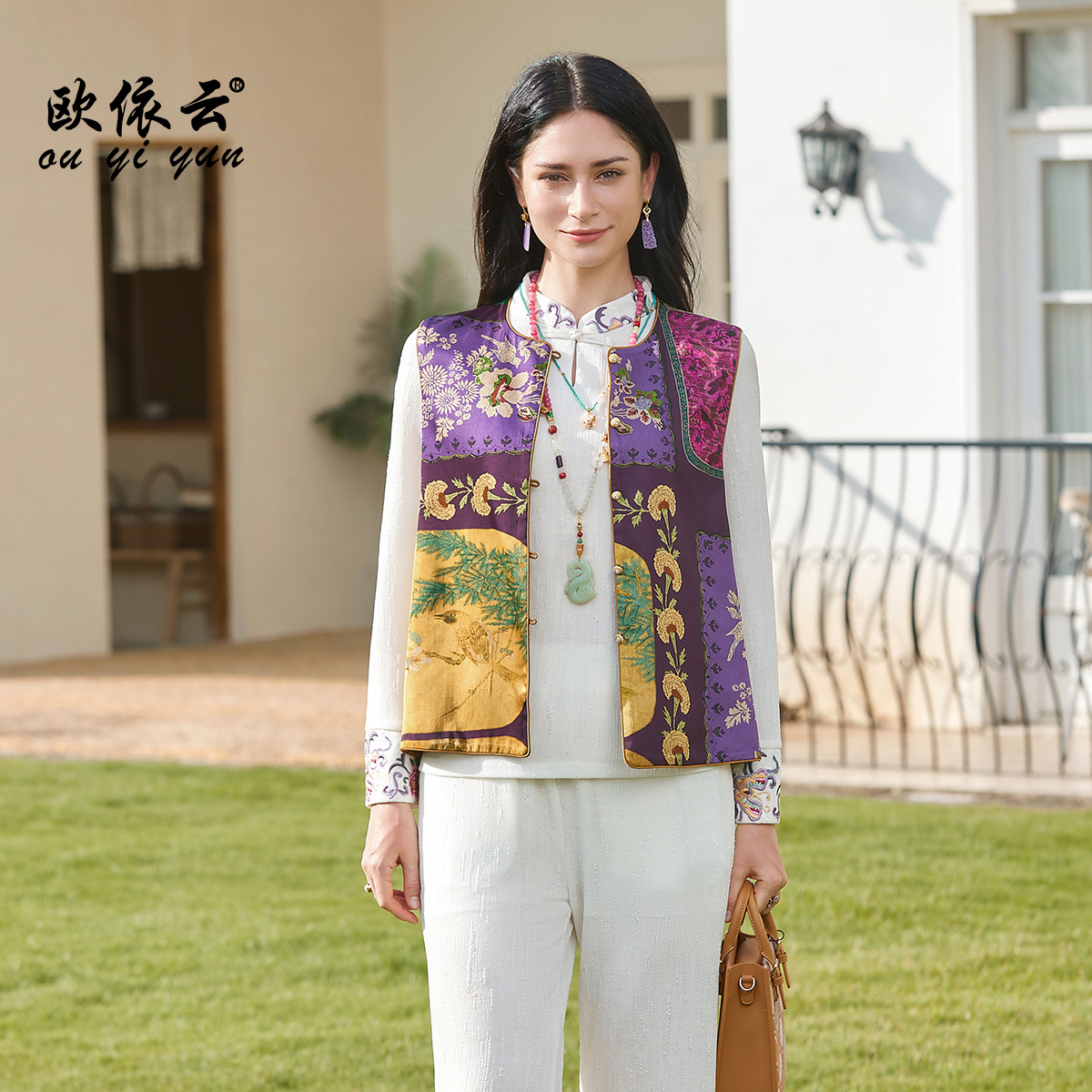 53171欧依云中年妈妈秋装马甲新中式马夹洋气外搭上衣女显瘦