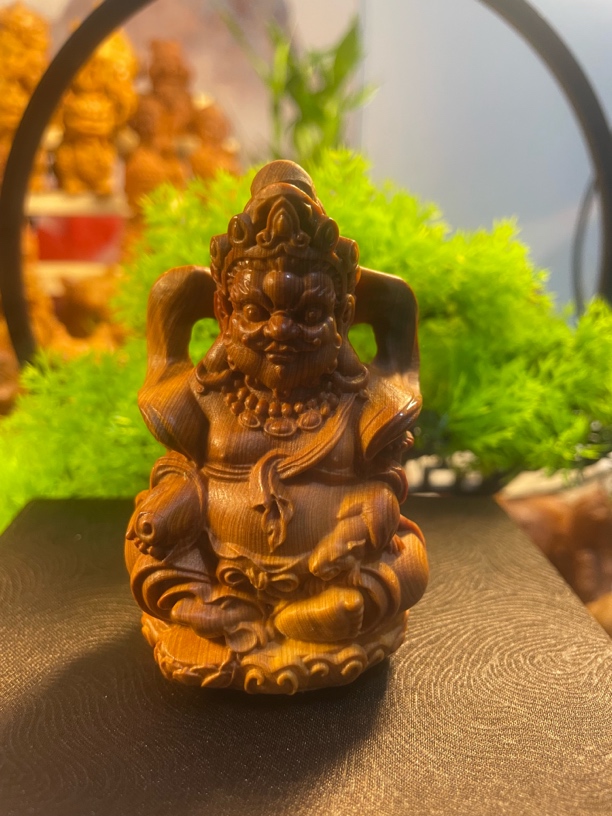 太行陈化崖柏黄财神手把件文玩车载家居装饰品