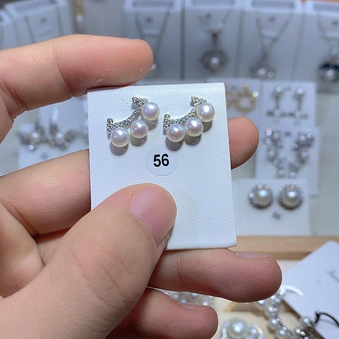 耳饰淡水珍珠银S925镶嵌