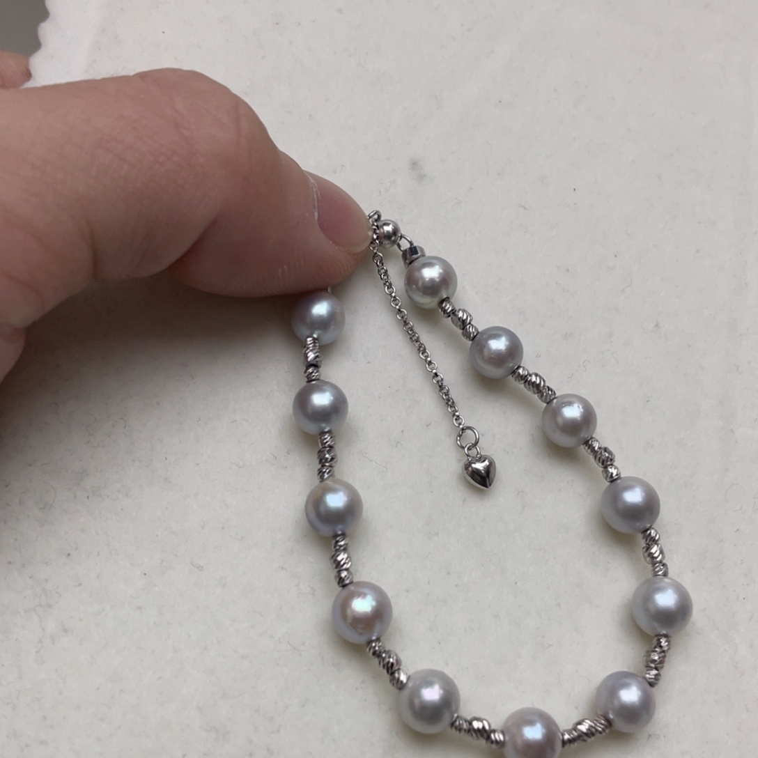 手绳海水珍珠银S925镶嵌
