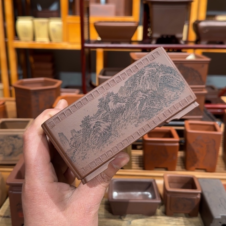 紫砂花盆金*狼全手工制作