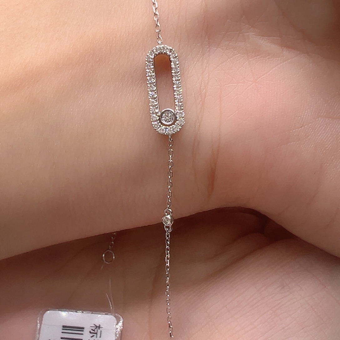 18K金镶嵌实验室培育钻石0.148ct K白单钻滑动手链