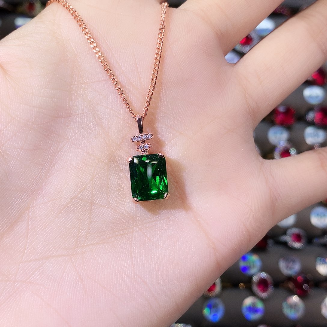 颈饰银S925镶嵌碧玺玫瑰金810