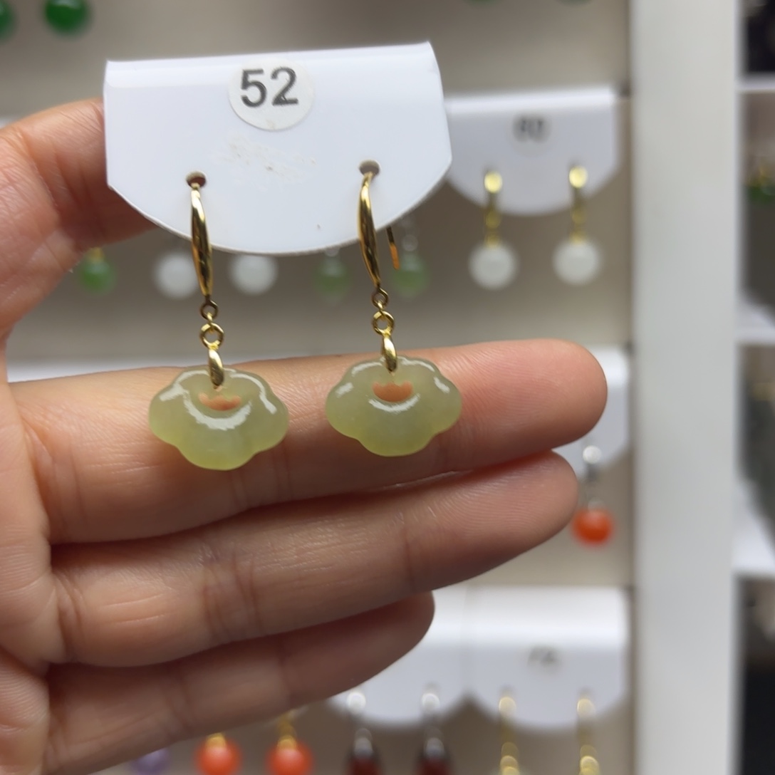 和田玉银S925镶嵌耳饰