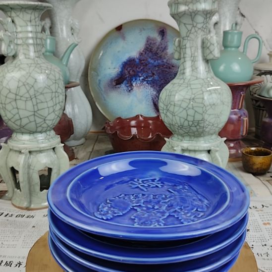 瓷片盘子一套4个梅，兰，竹，菊