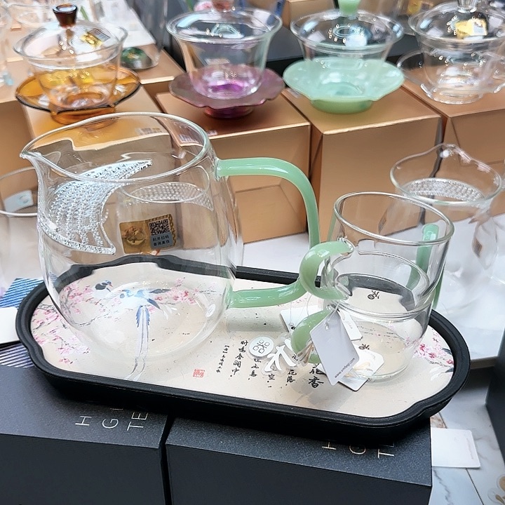禾器浅玉色澄然煮茶器加对杯