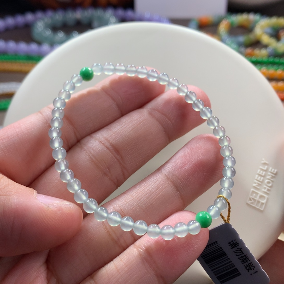 翡翠手链未镶嵌高冰小米