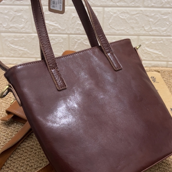 啡色头层牛皮真皮包包