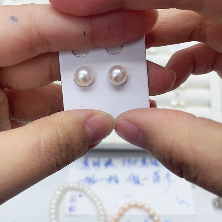 淡水珍珠耳饰银S925镶嵌桃*