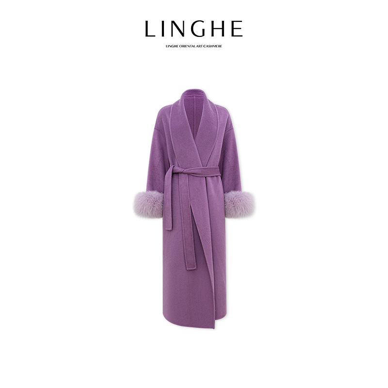 翎禾LINGHE-「仙羽流光」秋冬百搭气质女士羊绒长款保暖大衣