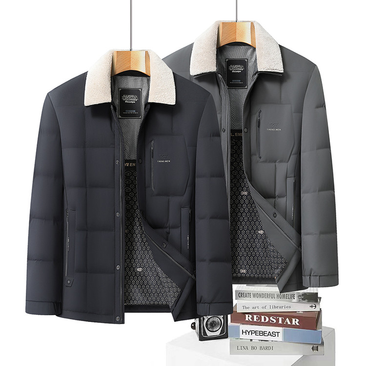 冬季厚款50%绒子含量鸭绒填充工装风绗缝休闲外穿常规款翻