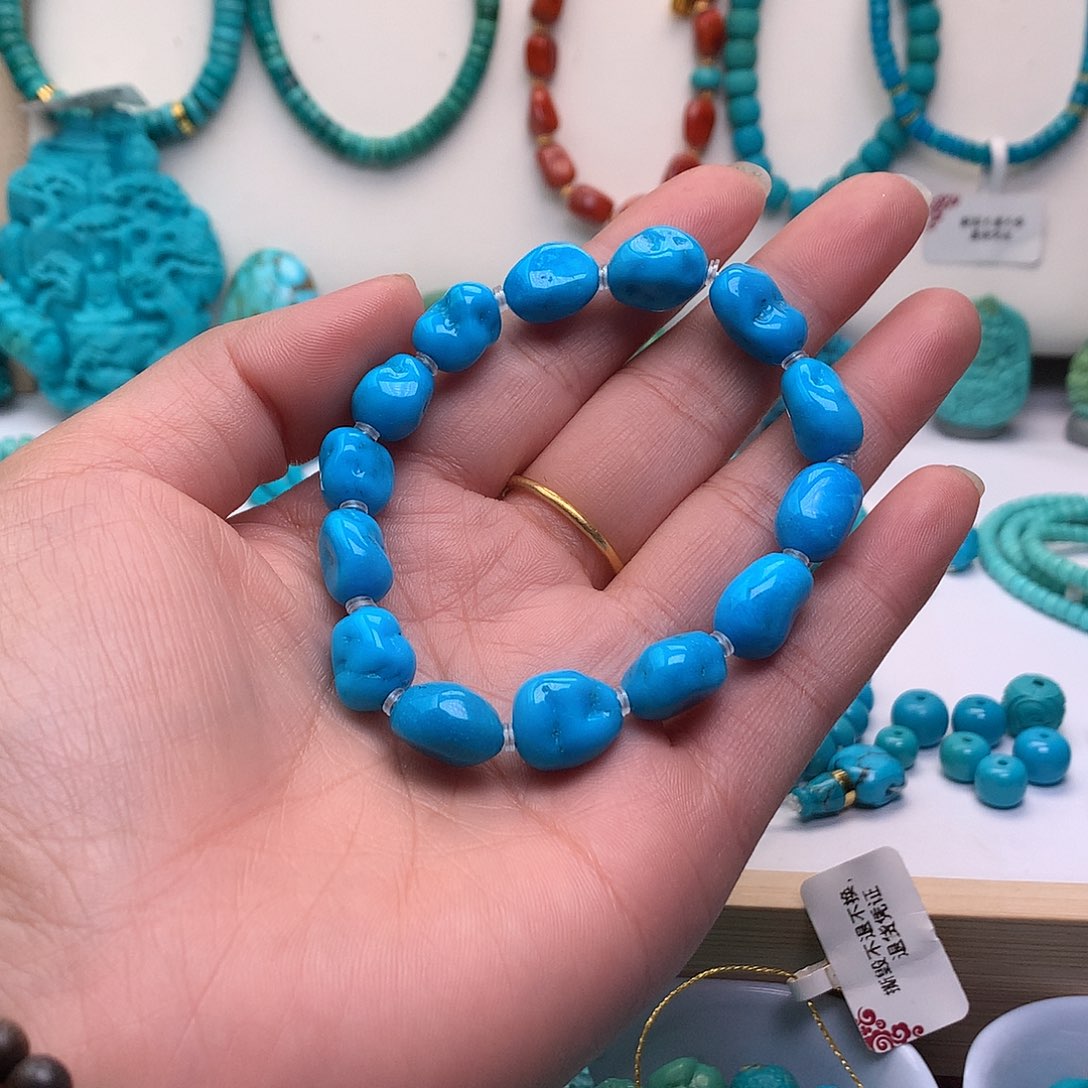 开***弟绿松石合金珠宝半成品卡10单圈