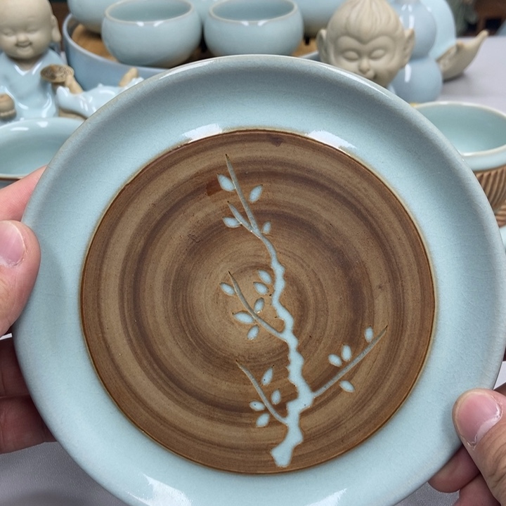 瓷高*天青色赵琳老师双面梅花