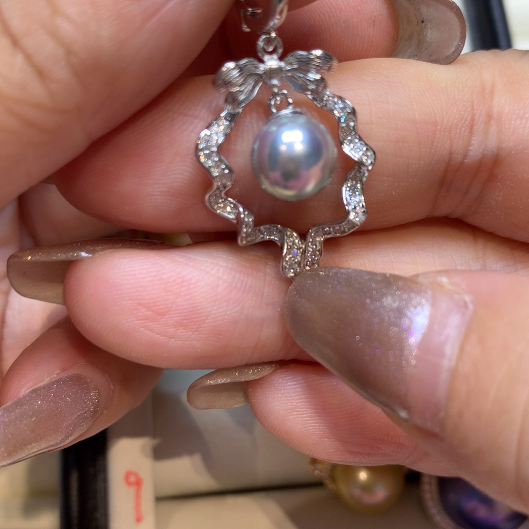 海水珍珠银S925镶嵌颈饰