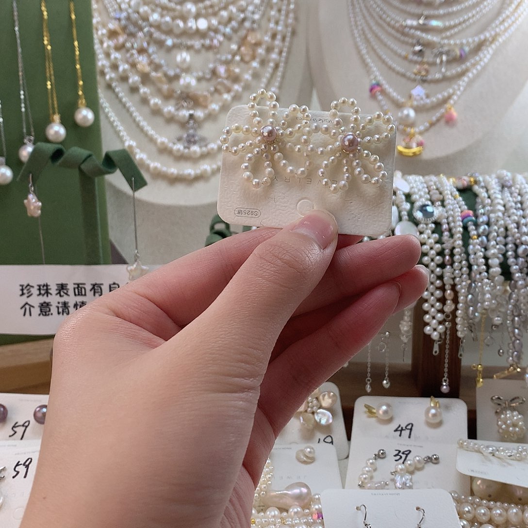 淡水珍珠耳饰银S925镶嵌