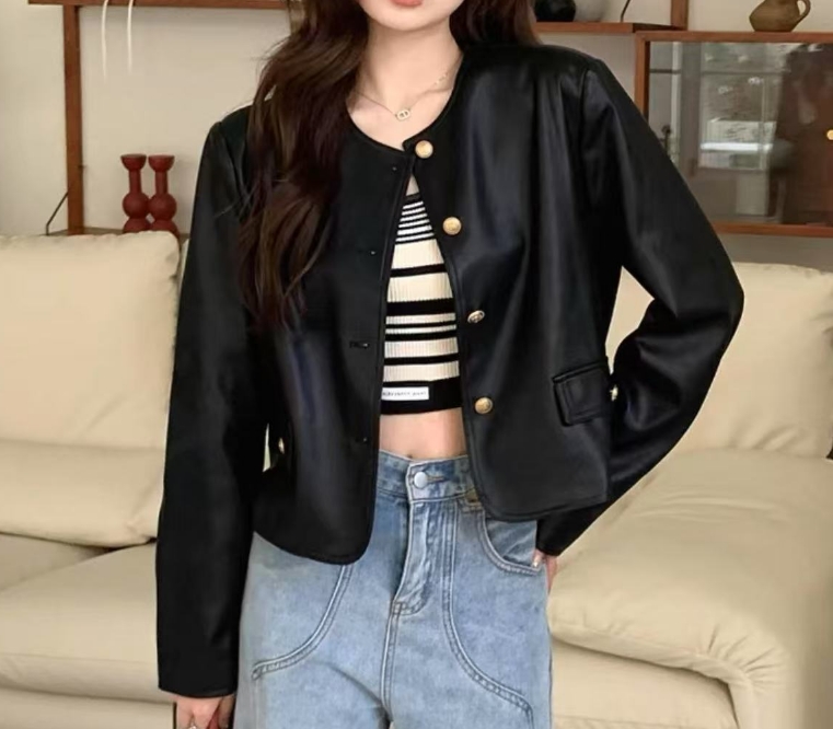 LL·MOD·GD欧货酷炫外套2024早秋时尚气质百搭皮外套XR-252748