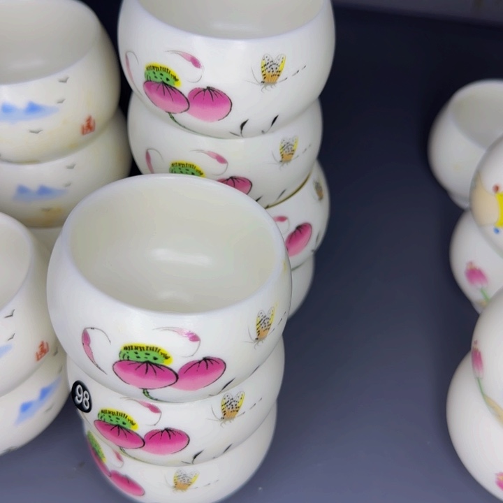 孤品羊脂玉品茗杯70毫升7个一组98号