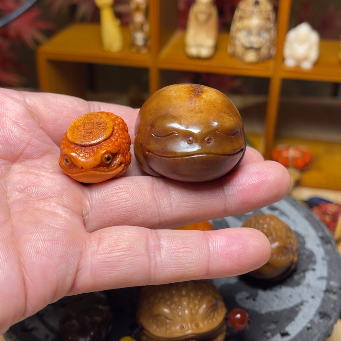 M***o把件鹿骨金蟾手把件