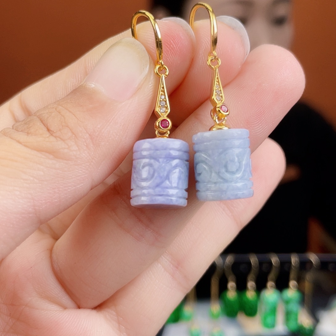 翡翠银S925镶嵌耳饰