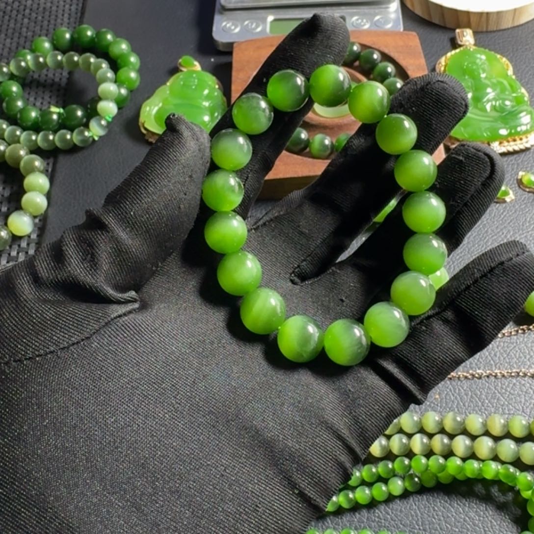 和田玉（碧玉）手串未镶嵌我****头