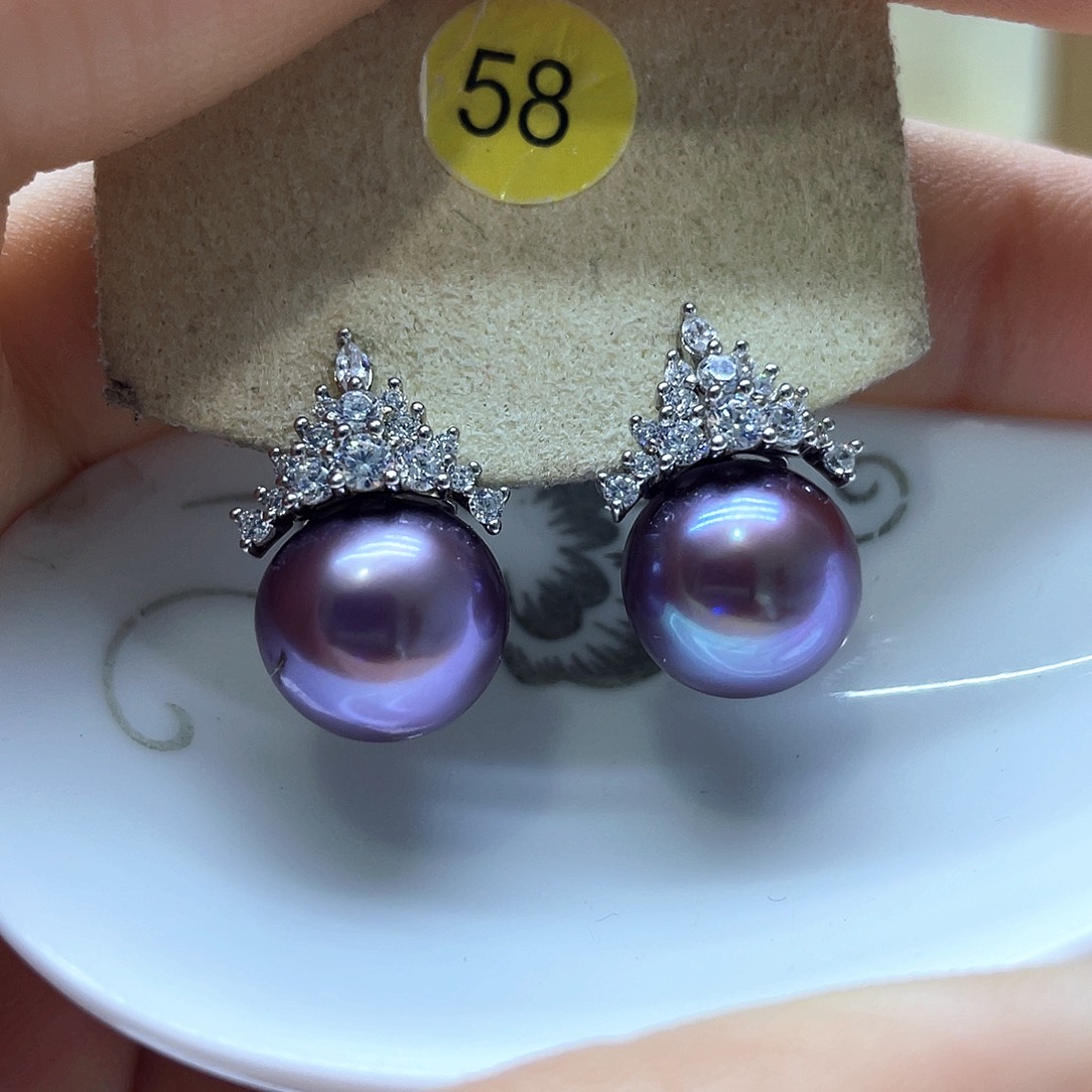 淡水珍珠耳饰银S925镶嵌