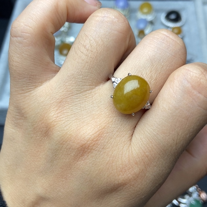 翡翠戒指银S925镶嵌戒指