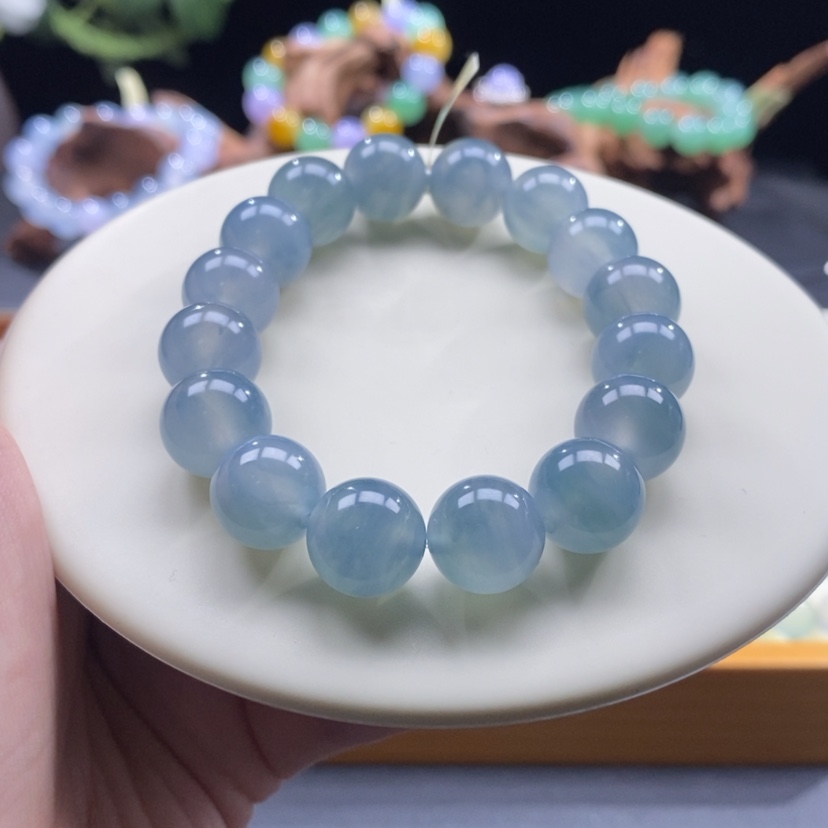 【闪购商品】翡翠手串未镶嵌冰海水蓝手串卡12+