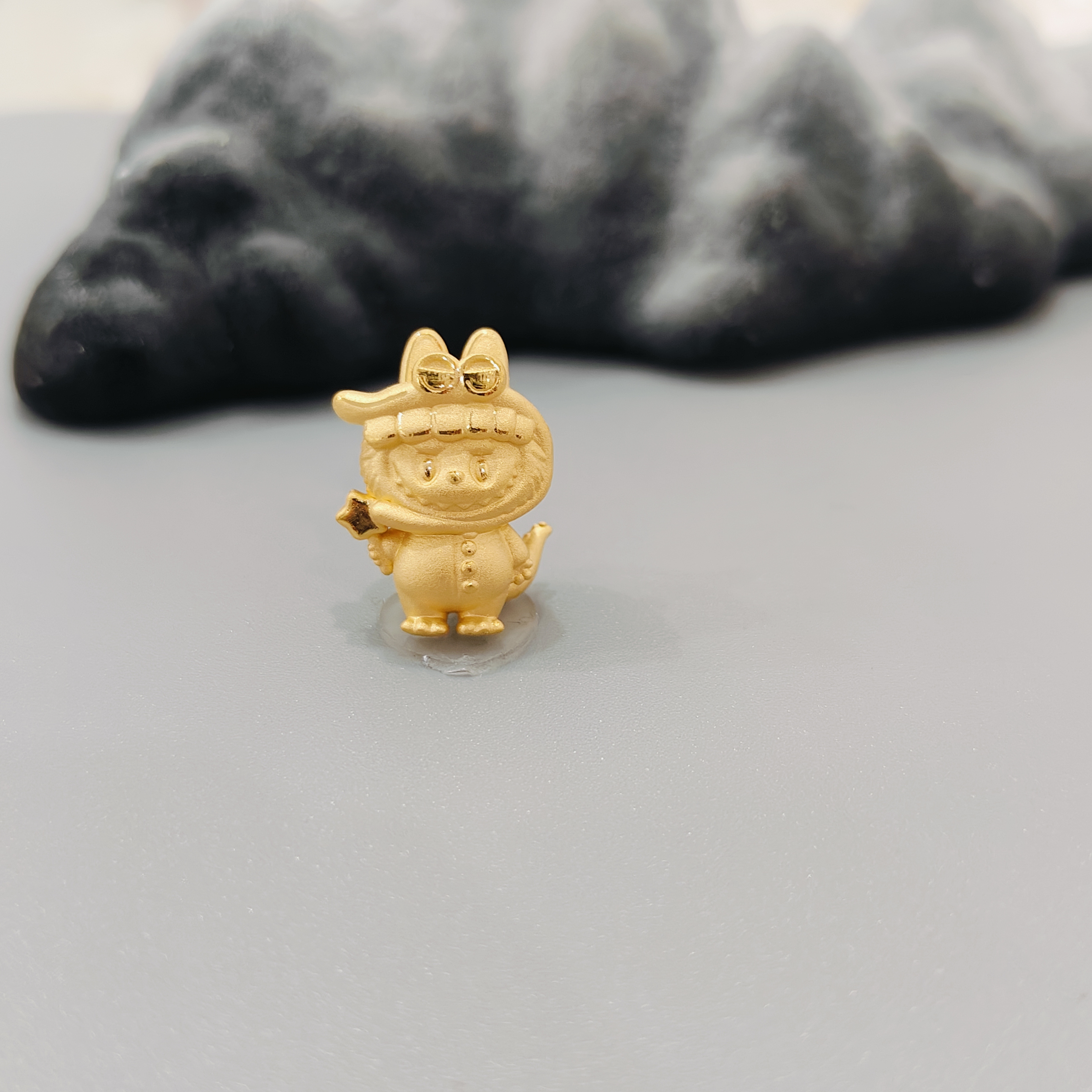 【珺铺黄金】足金999鳄鱼拉布布素金3D硬金转运珠