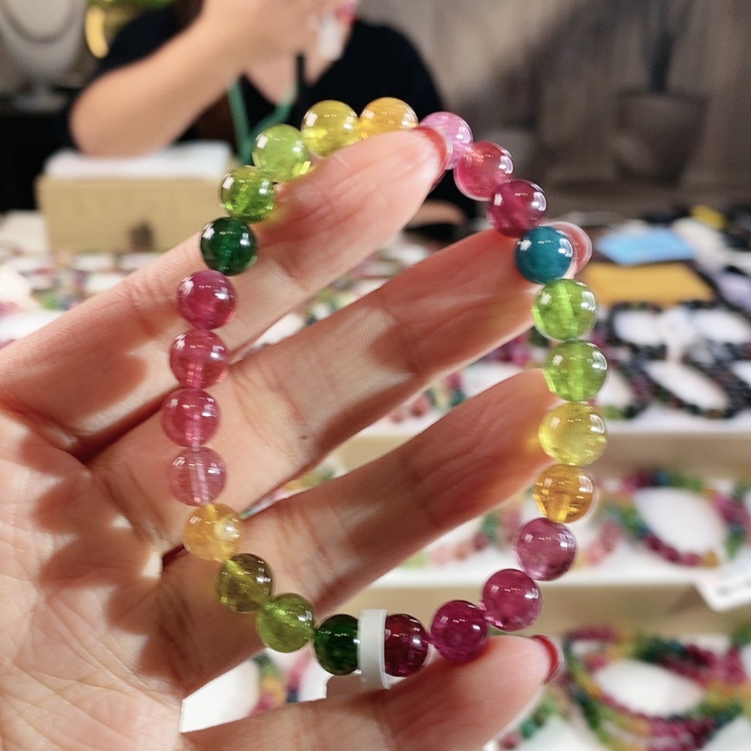 碧玺手串未镶嵌G2400单圈颜色微差