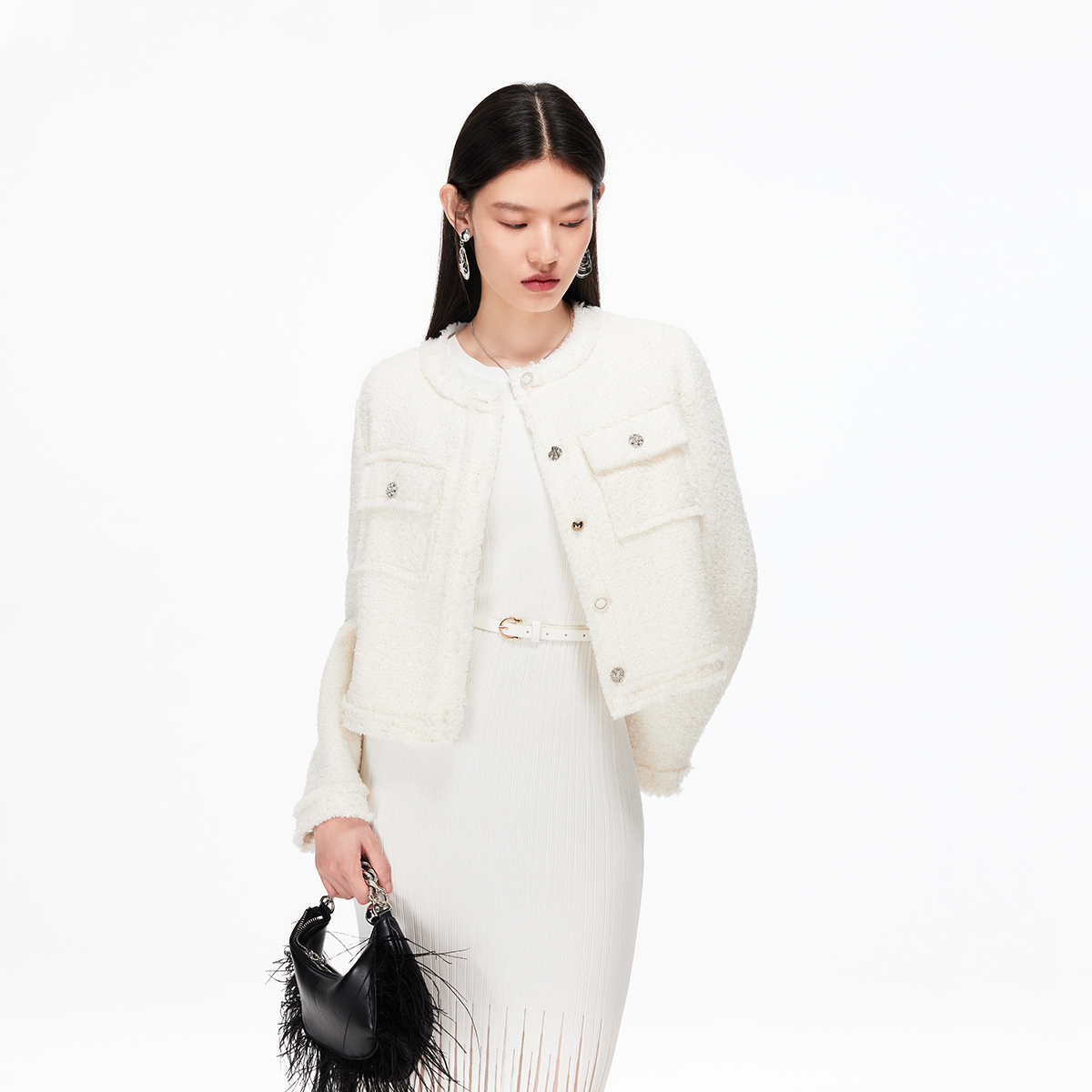 Vero Moda短外套2025秋季新款含绵羊毛小香风优雅精致325348001