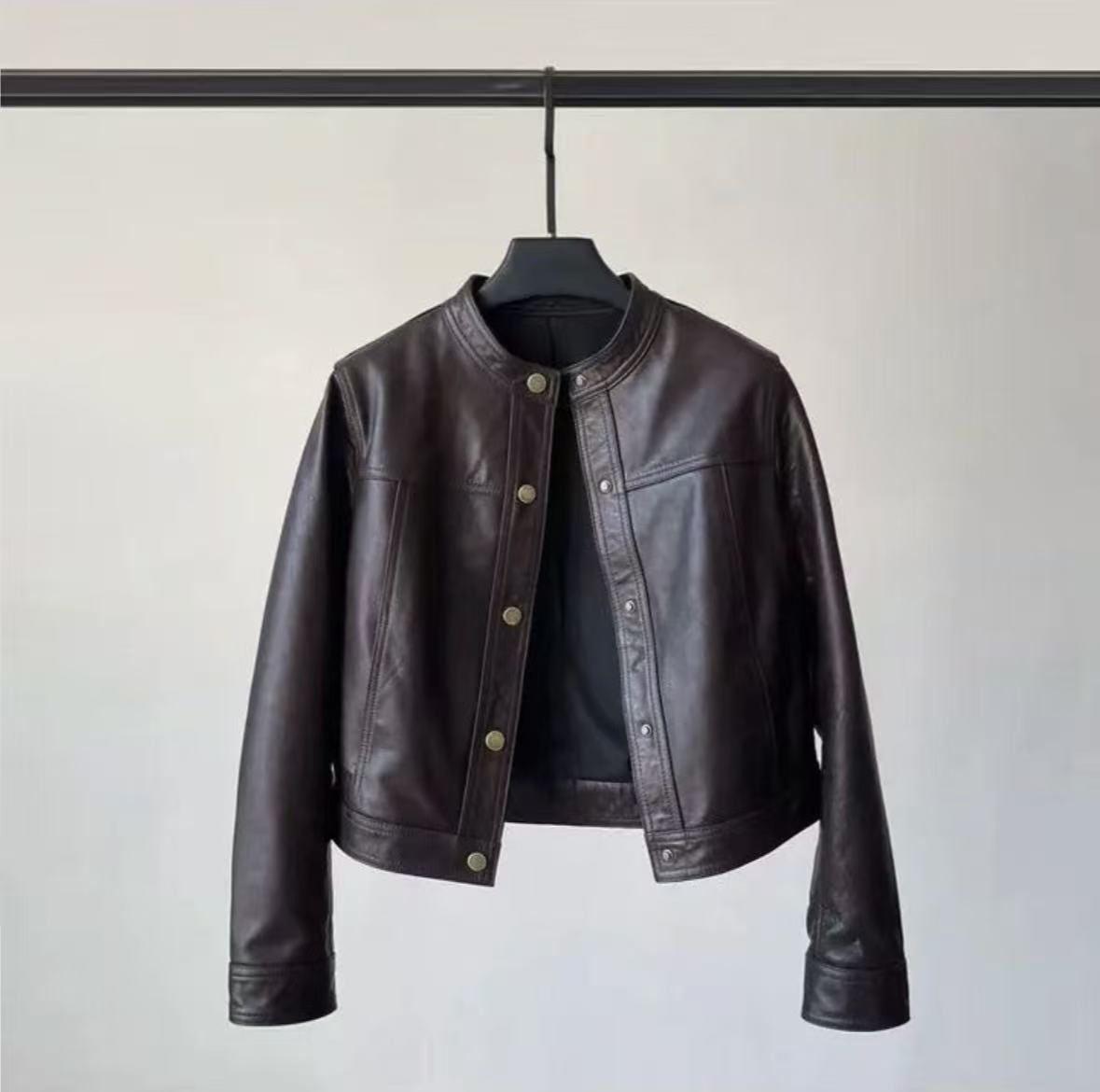【海宁短款皮衣】复古风夹克，解锁秋日酷飒与温柔的双重穿搭密码816