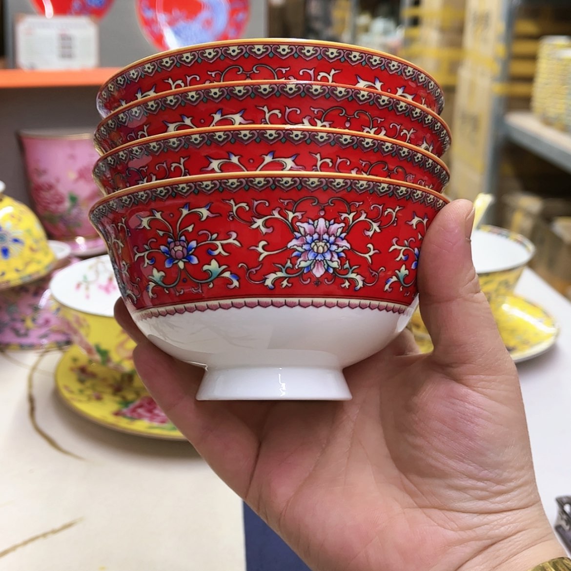 【闪购商品】骨瓷4.5英寸4红。。。。。。。