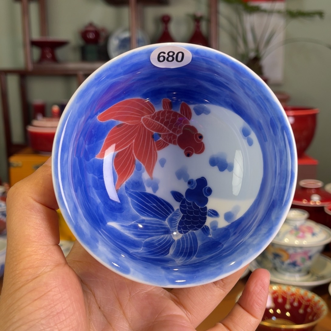 清欢雅玩原矿郎红精品内绘炉士杯