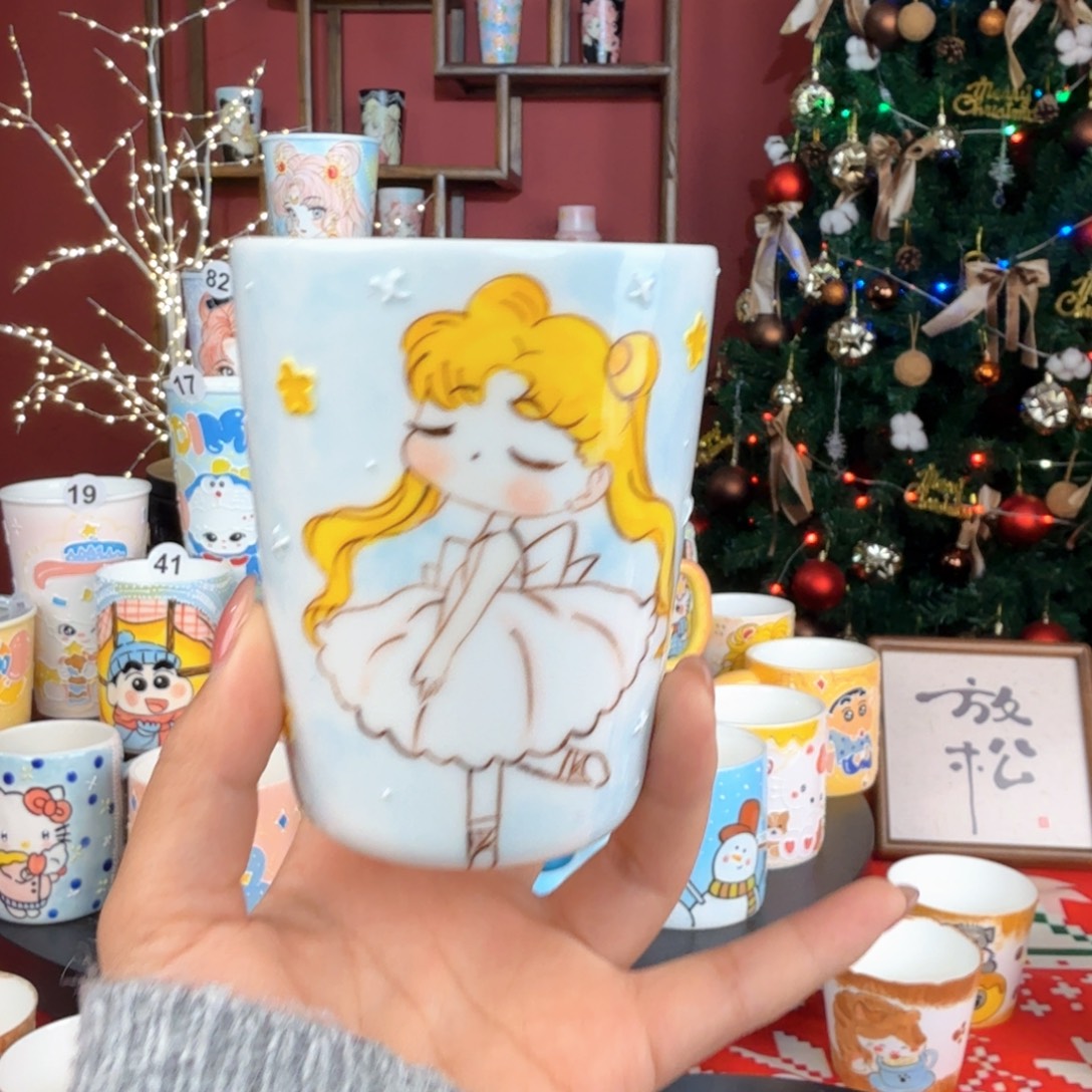 陶摆件景德镇手绘高温釉下彩玉泥