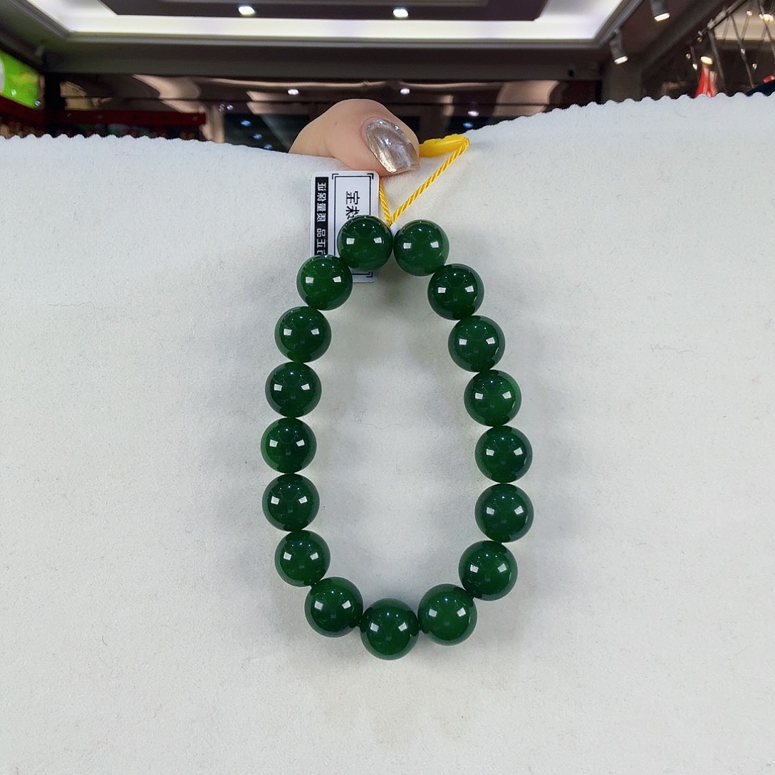 和田玉（碧玉）手链未镶嵌清*侧