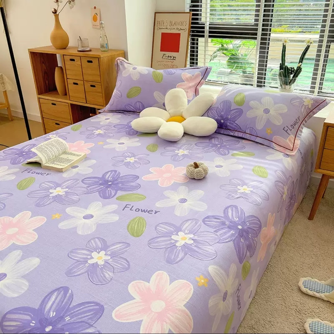 （092）老粗布床单吸汗透气2.95*2.45米（+－5公分）花漾-紫