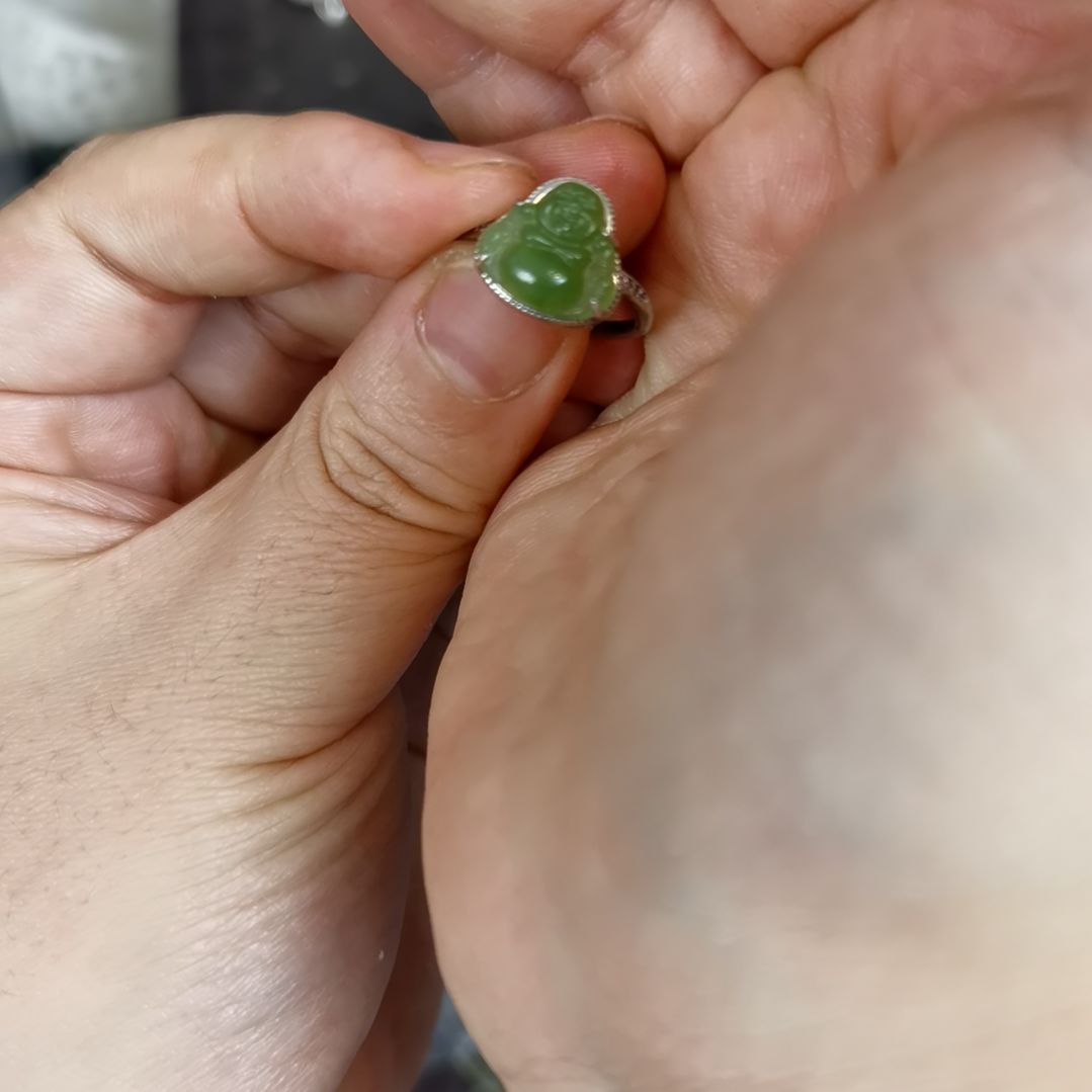和田玉戒指银S925镶嵌