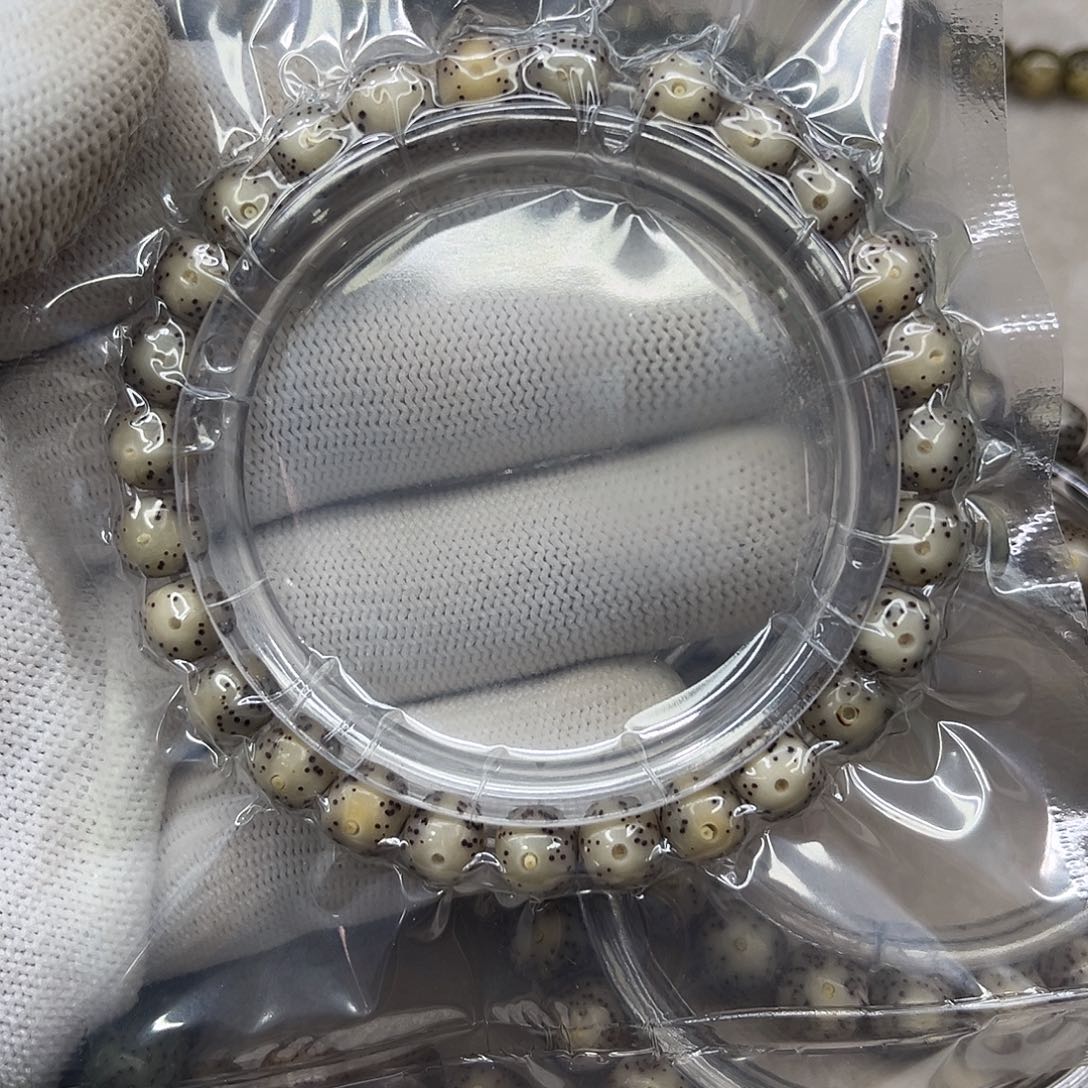 星月菩提手串12号糯冰留白8×7