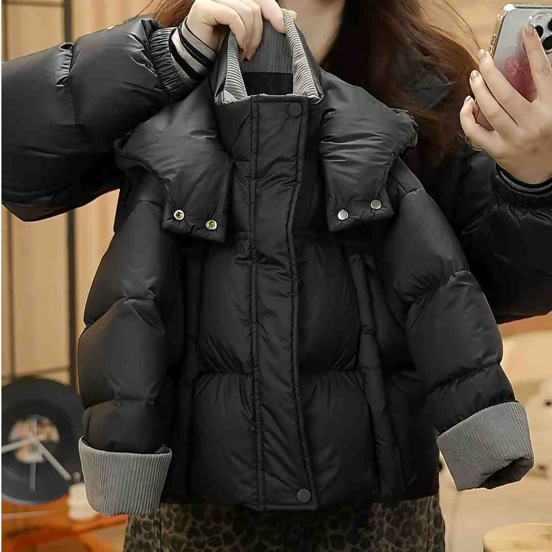 【柚厘】现货 2025款儿童韩版时尚加厚连帽白鸭绒羽绒服