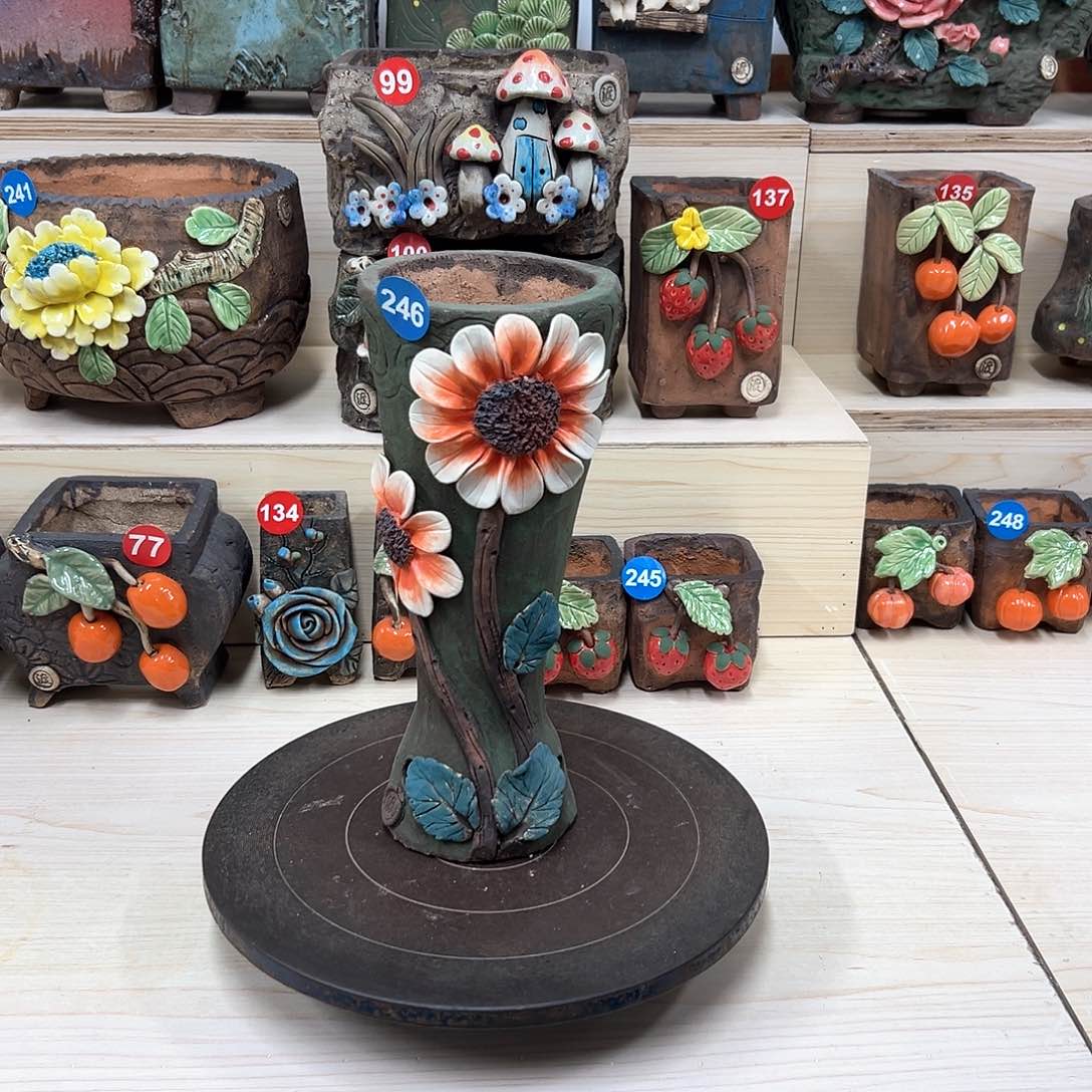 紫砂花盆246号内口9.5外高26