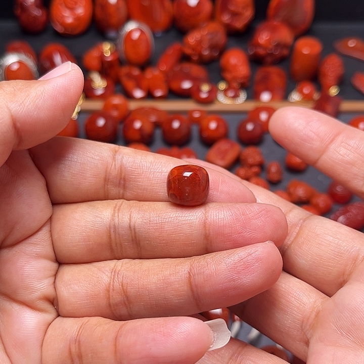 南红玛瑙未镶嵌配饰火焰纹老型12.3mm