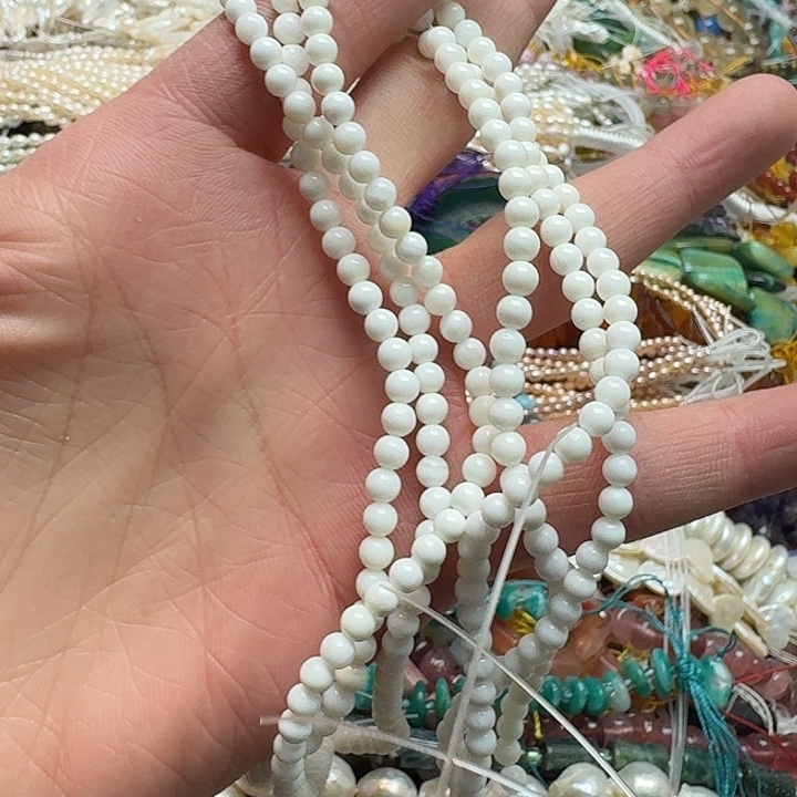 玛瑙/玉髓未镶嵌珠宝半成品一条5mm大白