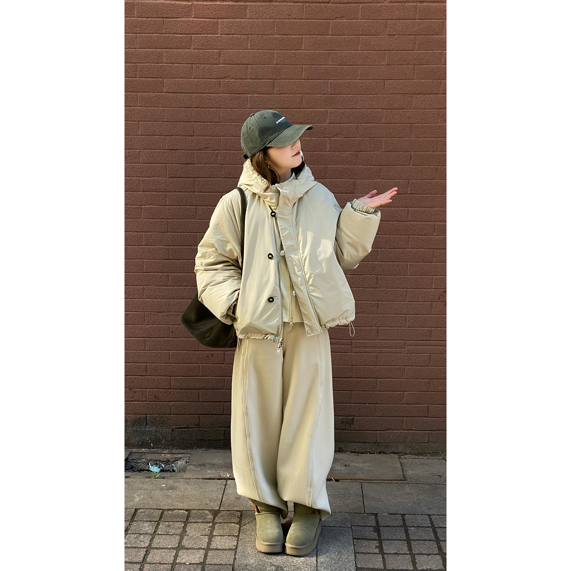 zhukele 连帽下摆抽绳鹅 绒服