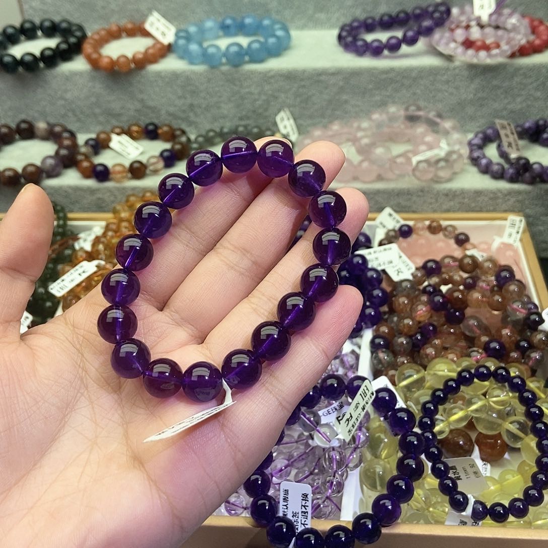 水晶手链未镶嵌超*曼毕业级乌拉圭紫水晶11+